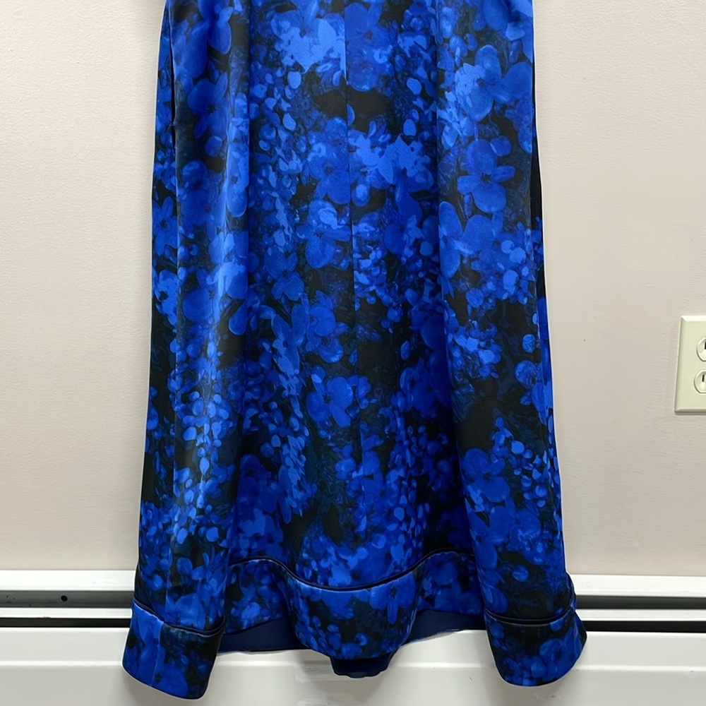 Banana Republic Kristi Black Blue Floral Sleeveless Tie Back Dress Pockets 8 - Picture 6 of 16